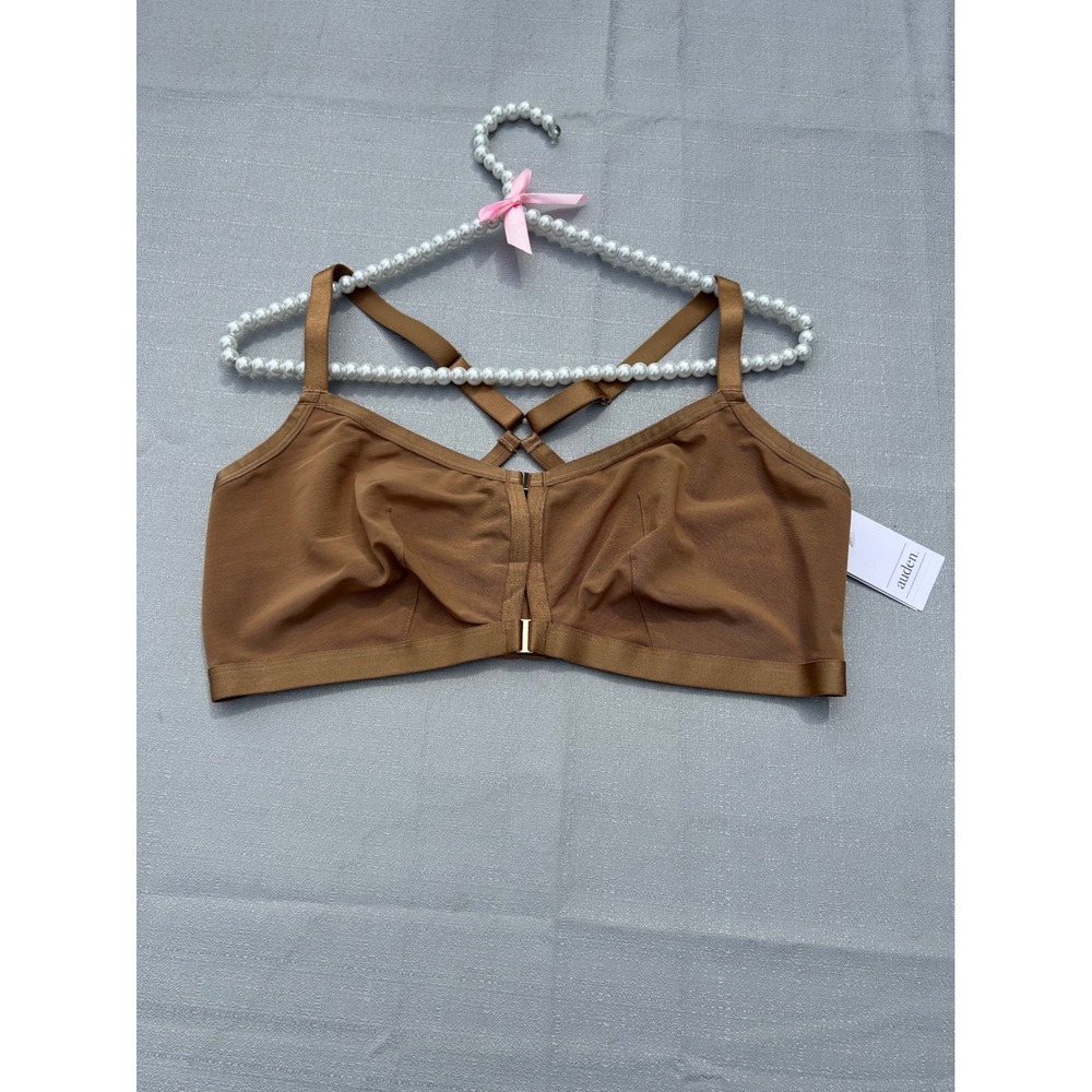 Auden Womens Smooth Unlined Wirefree Bralette XXL Brown Bronze Adjustable Straps